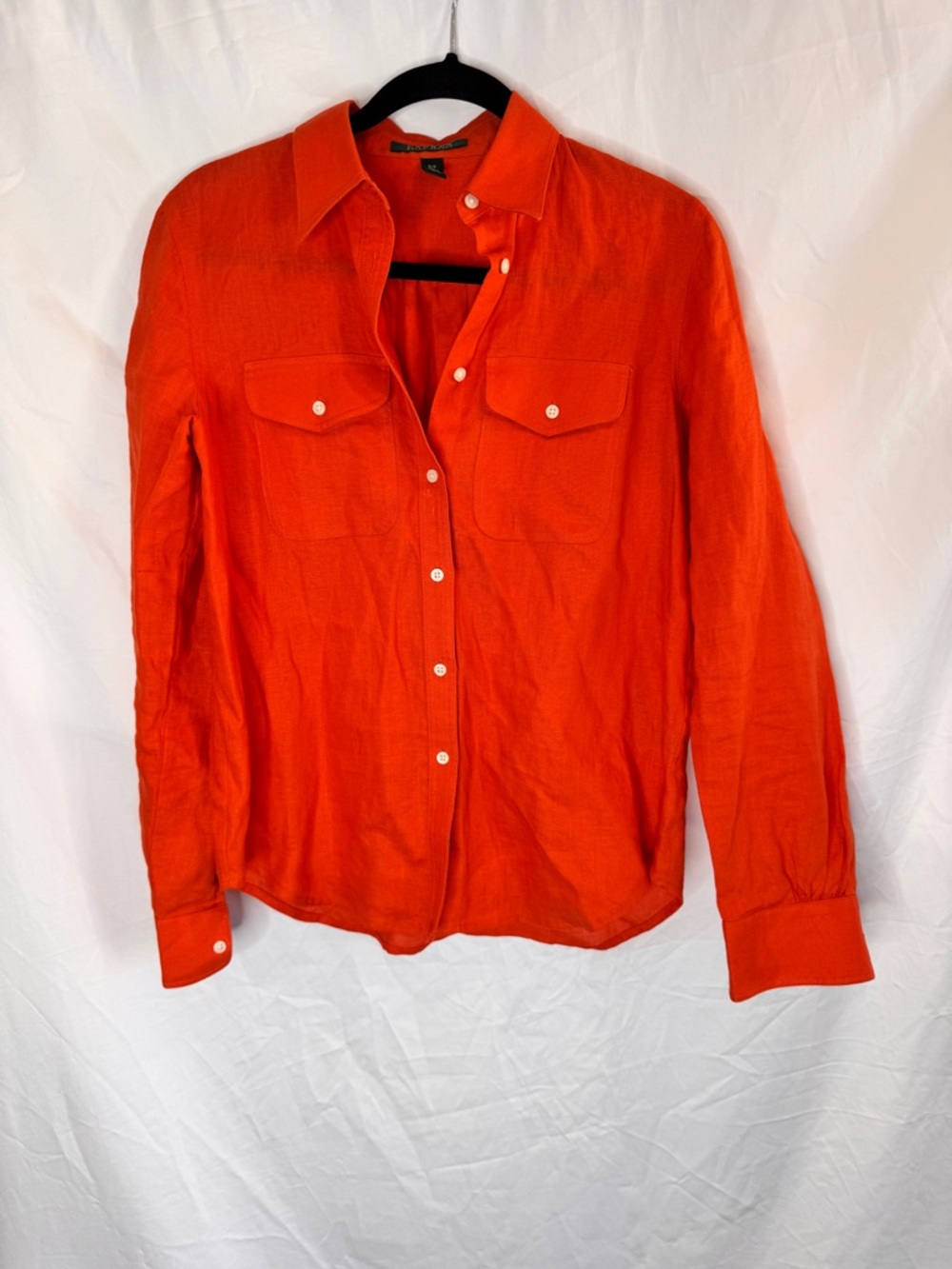 Ralph Lauren Linen Bright Orange Button-Up Shirt